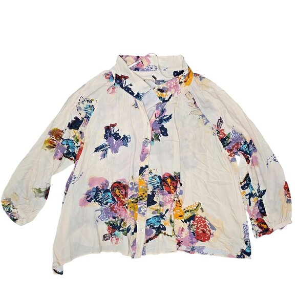 Free People meadow lark Floral Print Button-Down long sleeve Tunic top XS - Picture 5 of 10